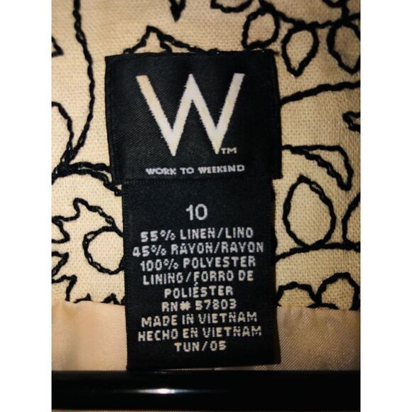 W Work to Weekend floral embroidered jacket 10 black and beige 55% linen - Picture 9 of 11